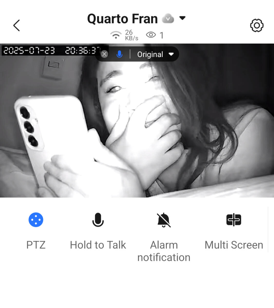 The moment she realised I was watching her over the camera