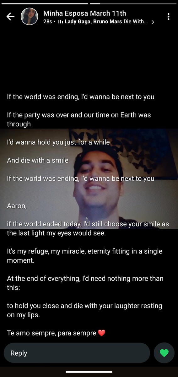 When she framed me with love, affection & care along with one of her fav songs